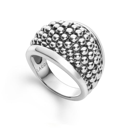 Sterling silver ring with caviar bead design.