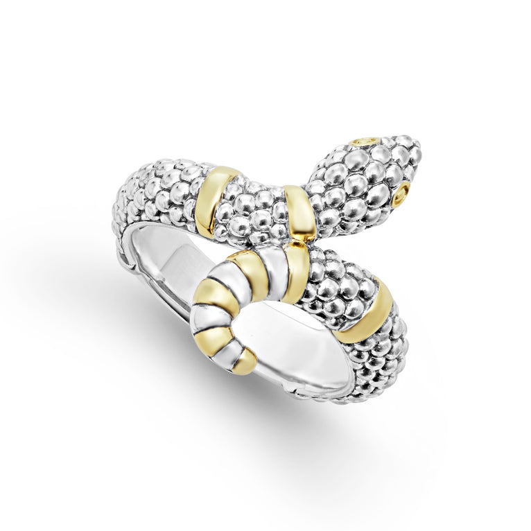 Sterling silver ring with gold accents.