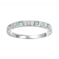 Semi-Precious Color Collection Stackable Color Gemstone Band in 10 Karat White with 4 Baguette Blue Topaz 0.16ctw
