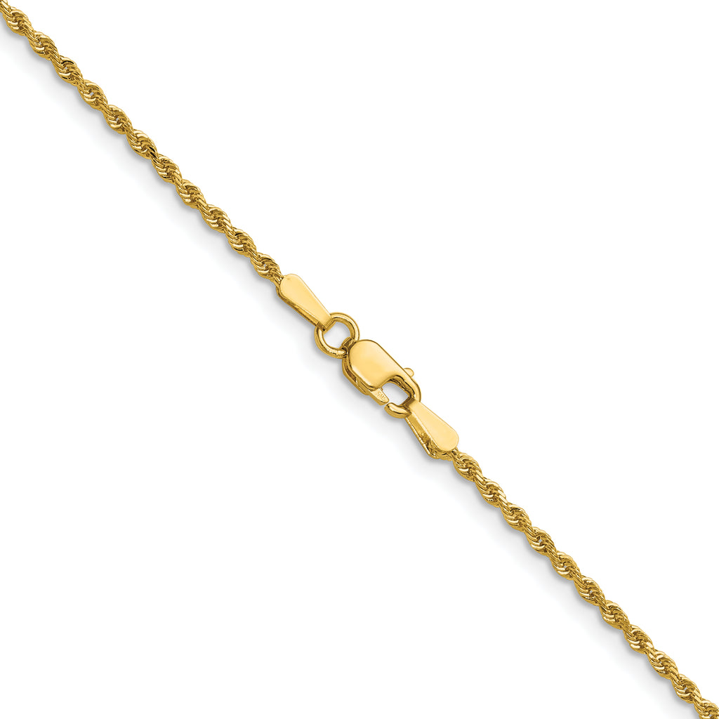 Diamond cut rope chain, 14K yellow gold.