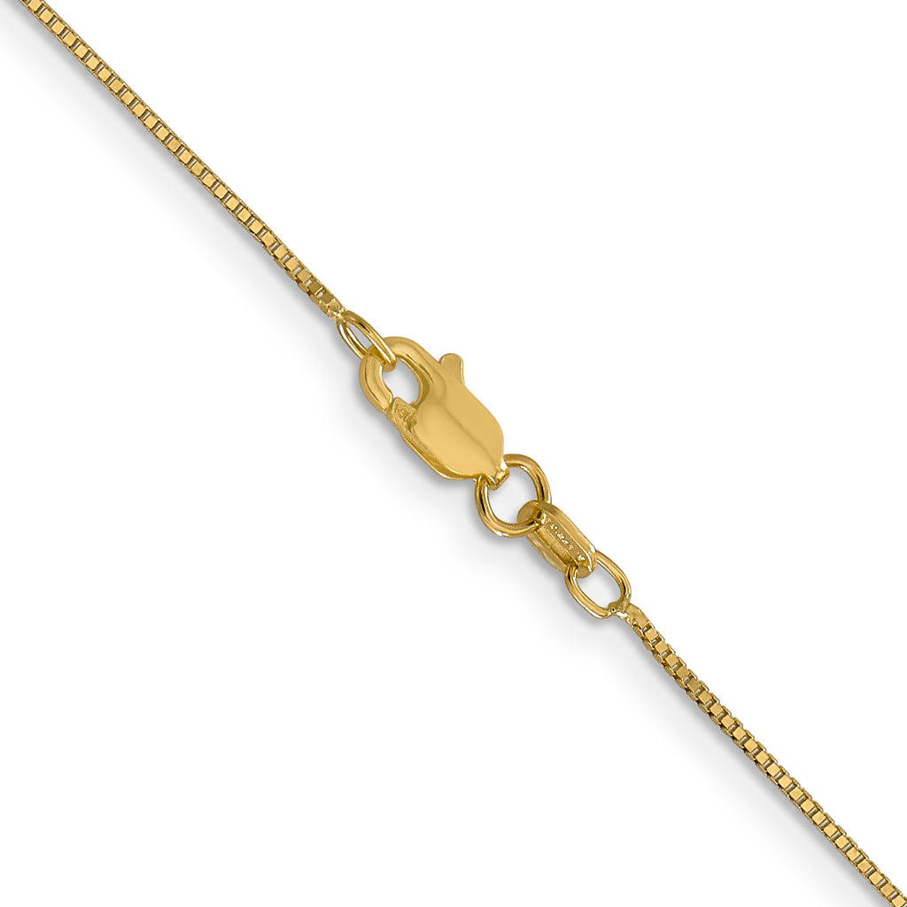 14K yellow gold box chain with clasp.