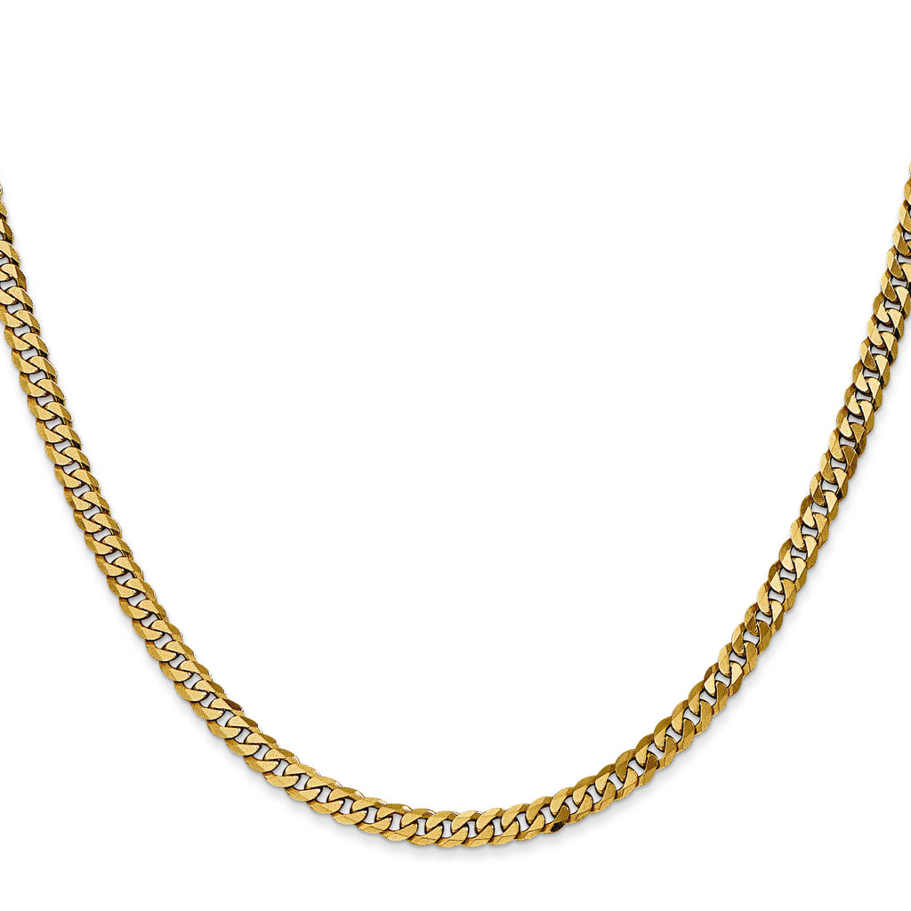 14K yellow gold curb chain necklace, polished finish.