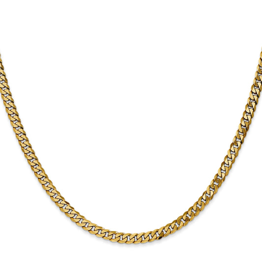 14K yellow gold curb chain necklace, polished finish.