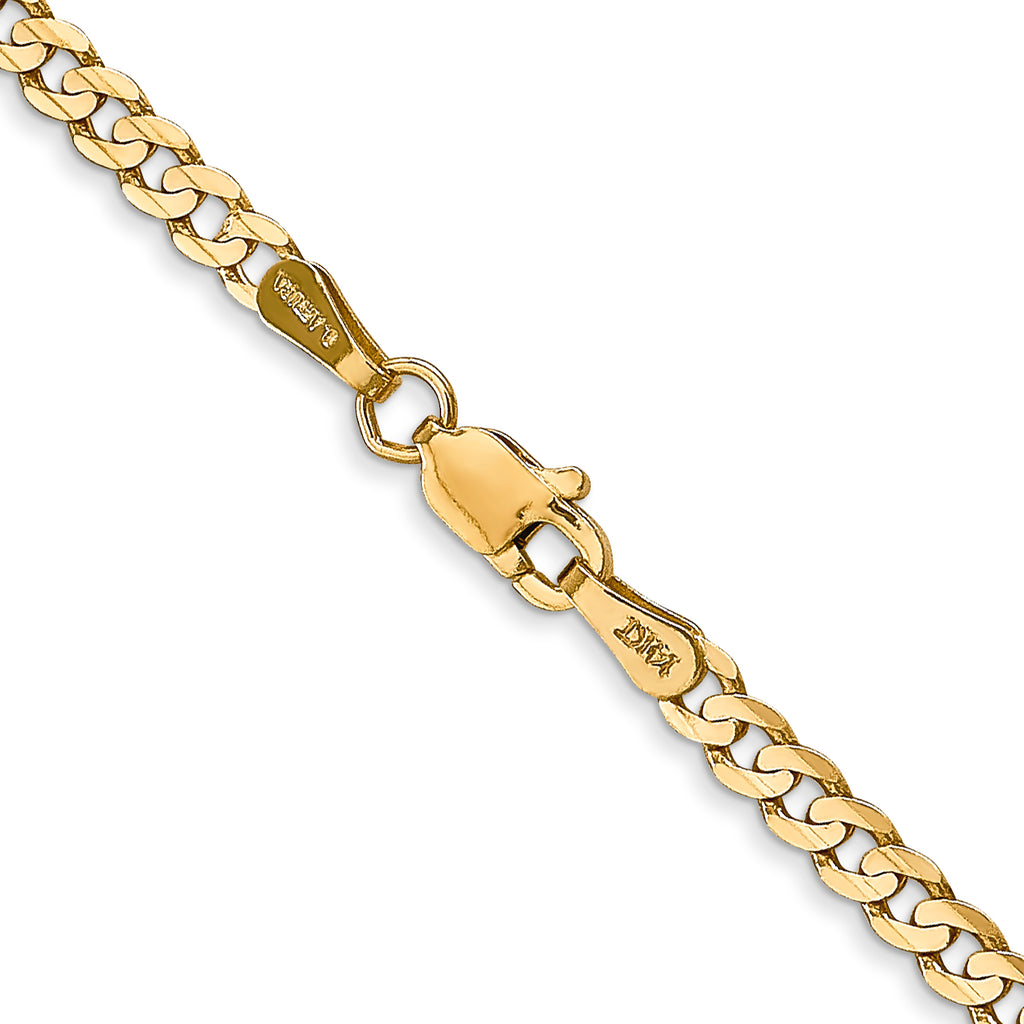 14K yellow gold curb chain with clasp.