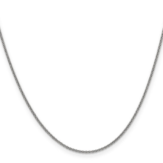 14K white gold cable link chain.