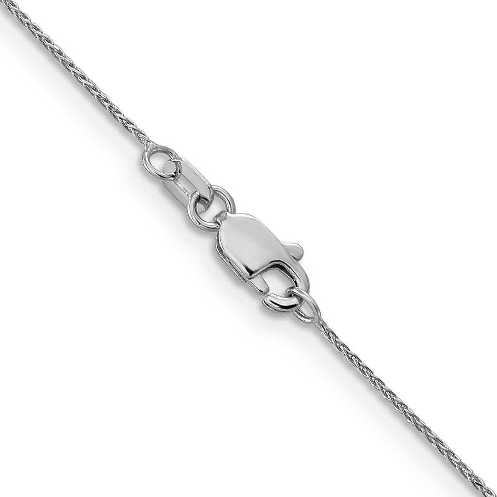 14K white gold diamond cut wheat chain.