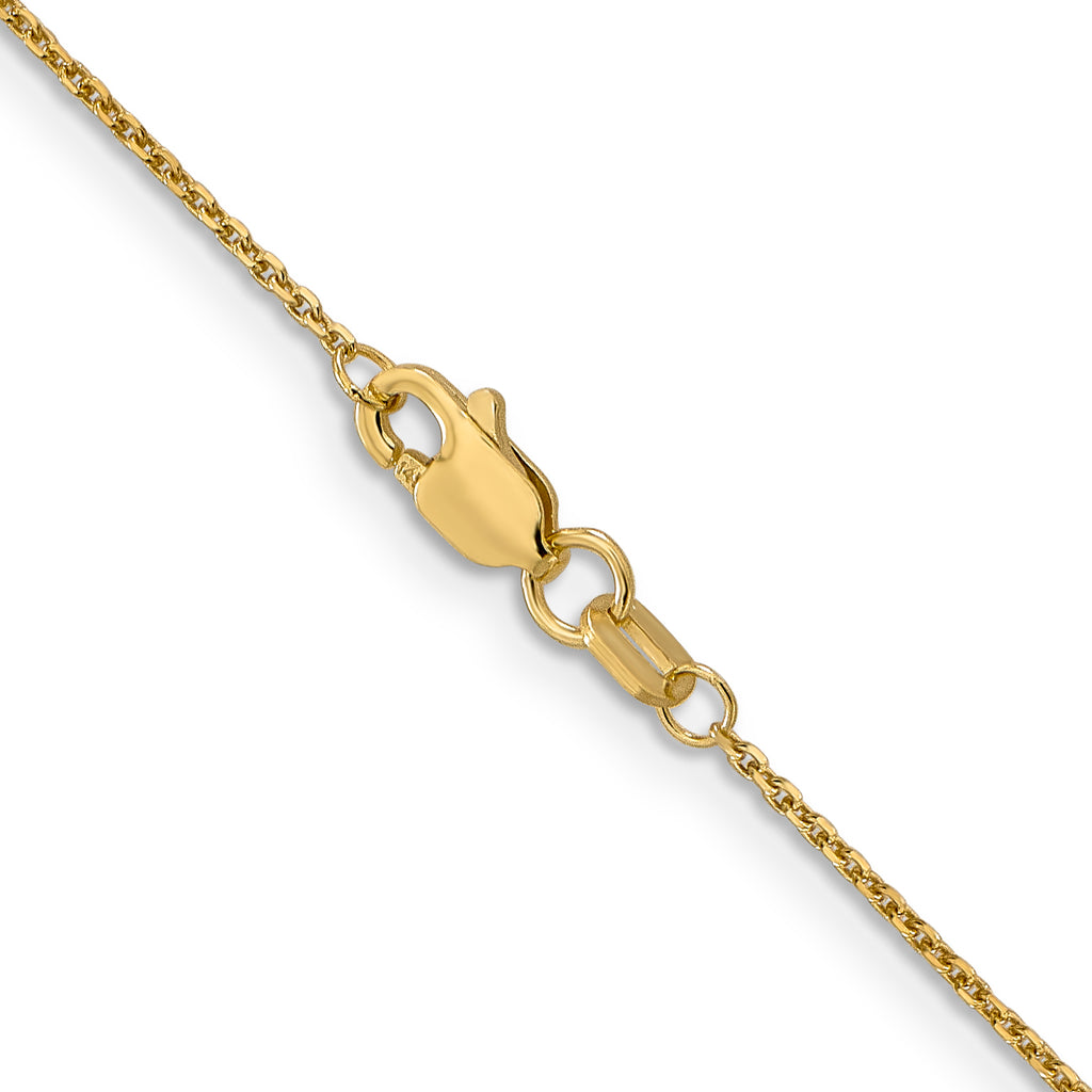 14K yellow gold cable link chain clasp.