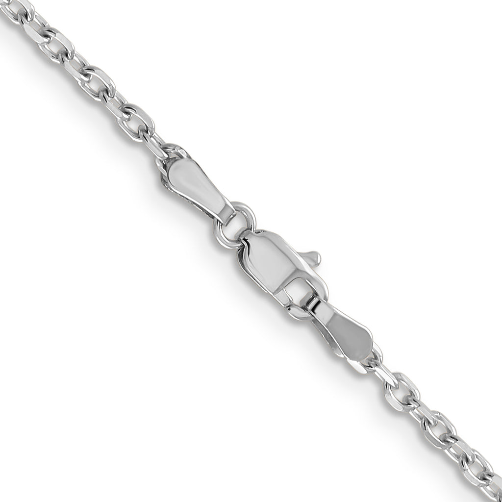 14K white gold diamond cut cable chain.