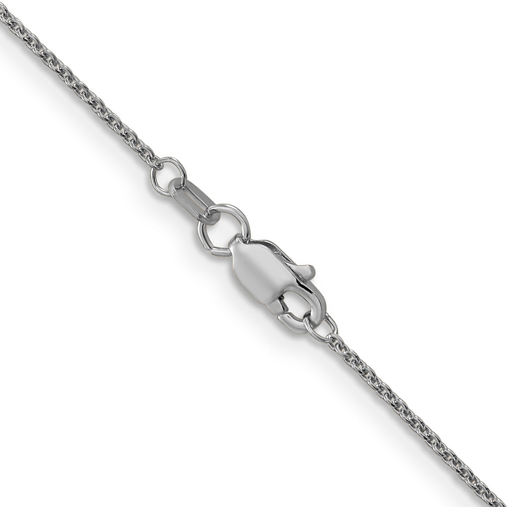 14K white gold cable link chain.