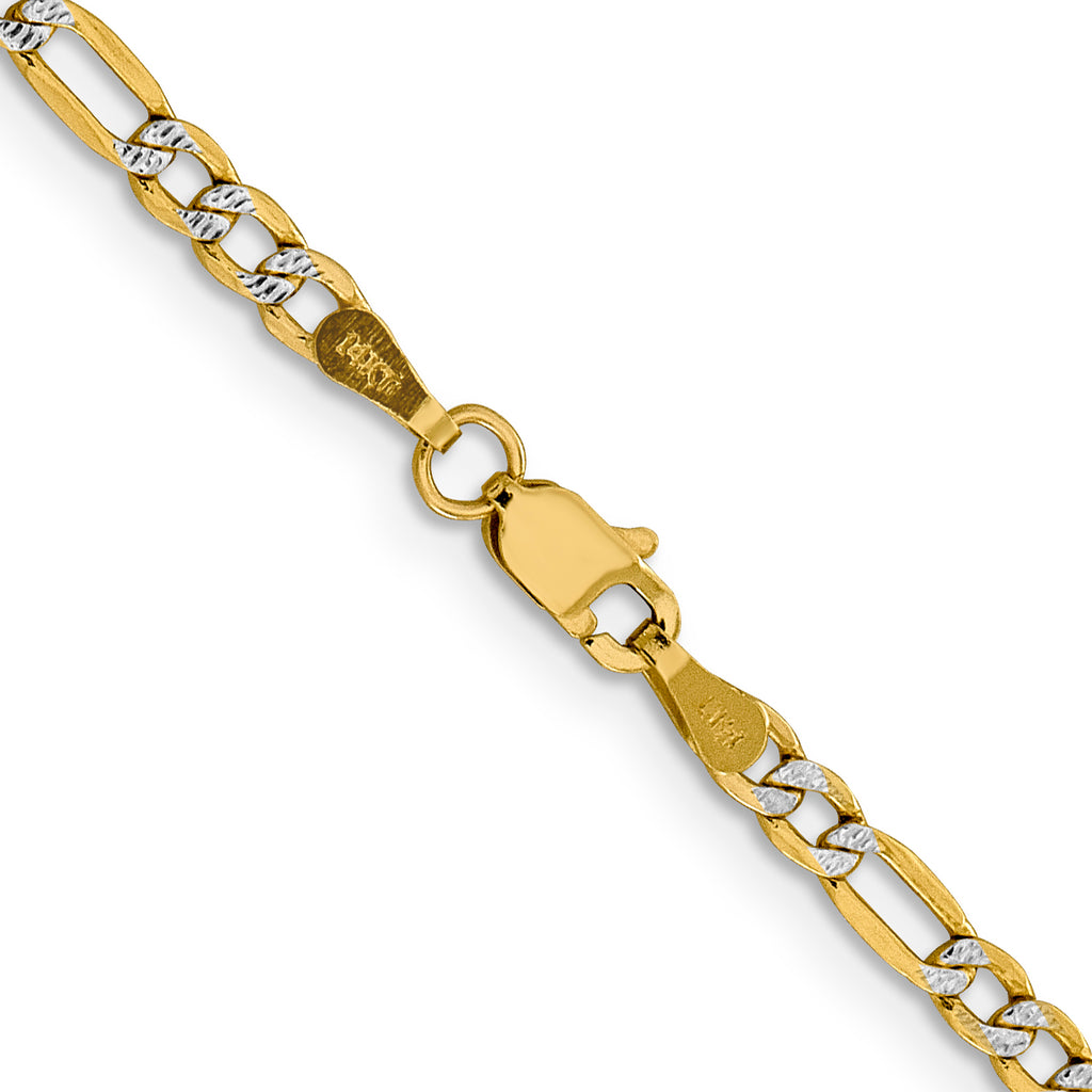 14K white-yellow gold Figaro chain clasp.
