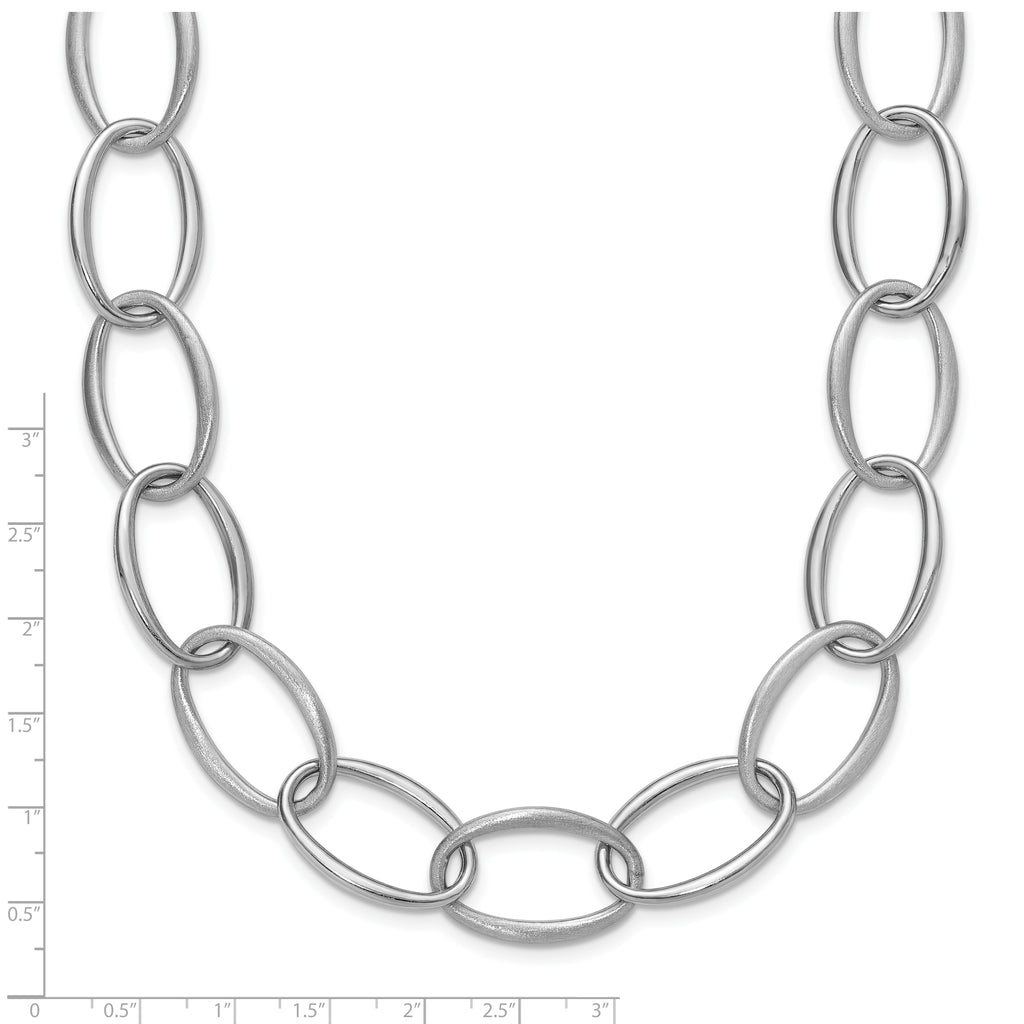 Sterling silver oval link necklace, no stones.