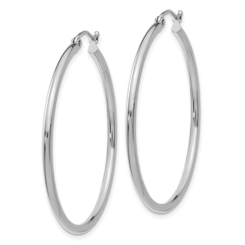 14K White Gold Large Hoop Earrings