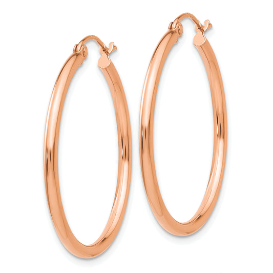 14K Rose Gold Polished Hoop Earrings