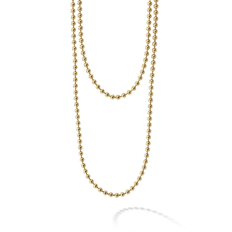 18K yellow gold polished ball chain.