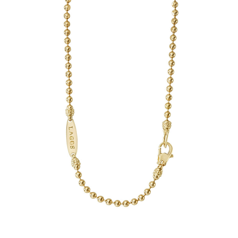 18K yellow gold polished ball chain.