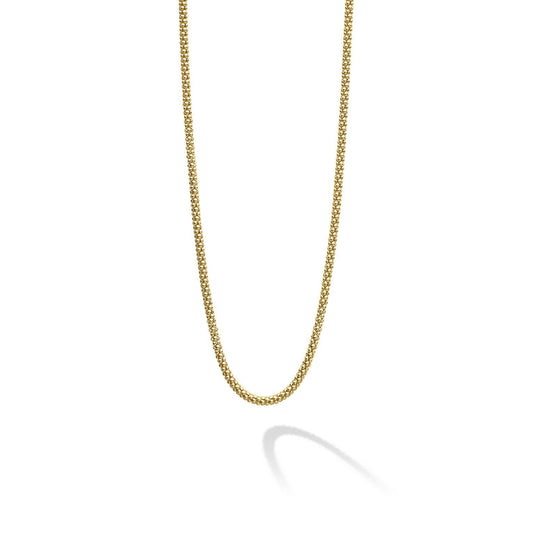 18K yellow gold polished caviar chain.
