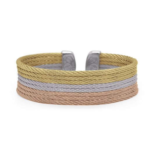 Multicolor twisted stainless steel bangle bracelet.
