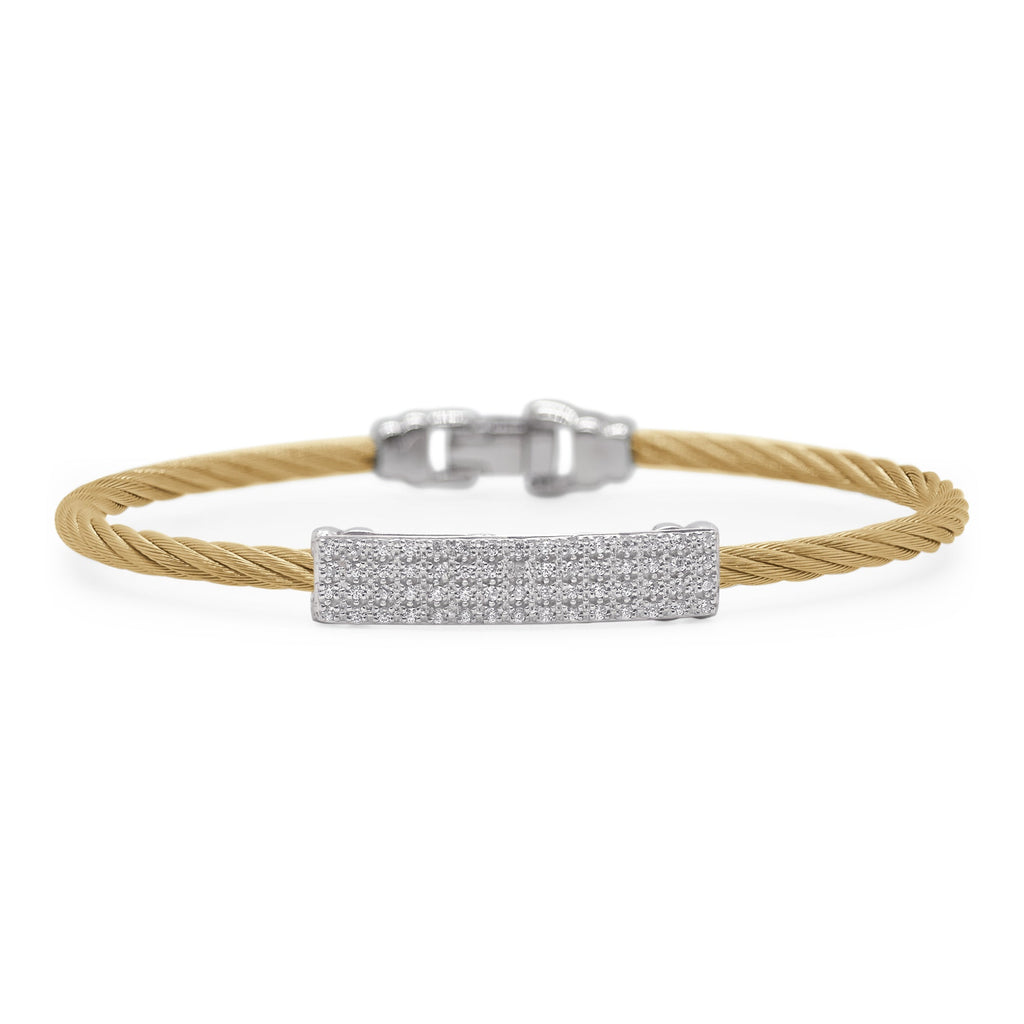 Yellow cable bracelet with diamond accents.
