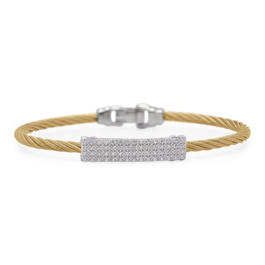 Yellow cable bracelet with diamond accents.