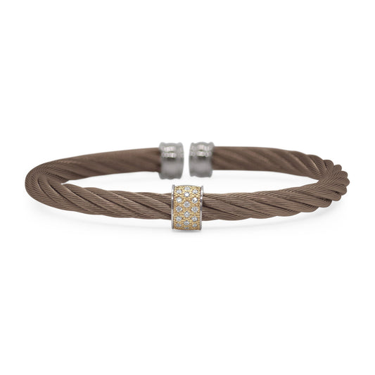Stainless steel bracelet with diamond accents.
