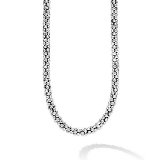 Sterling silver beaded chain necklace.