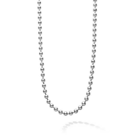 Sterling silver polished ball chain necklace.