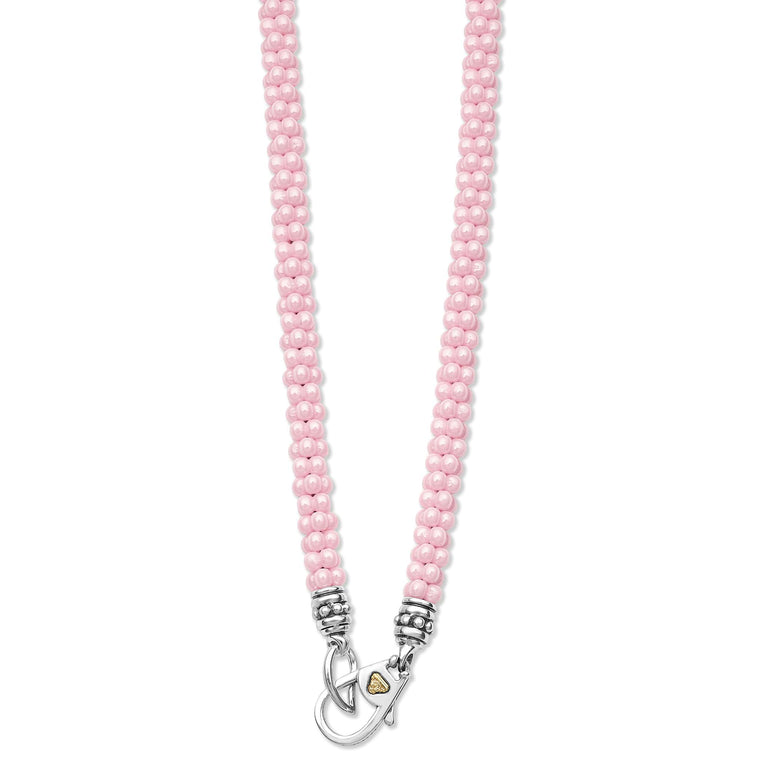 LAGOS Necklace in Sterling Silver and Ceramic Whit