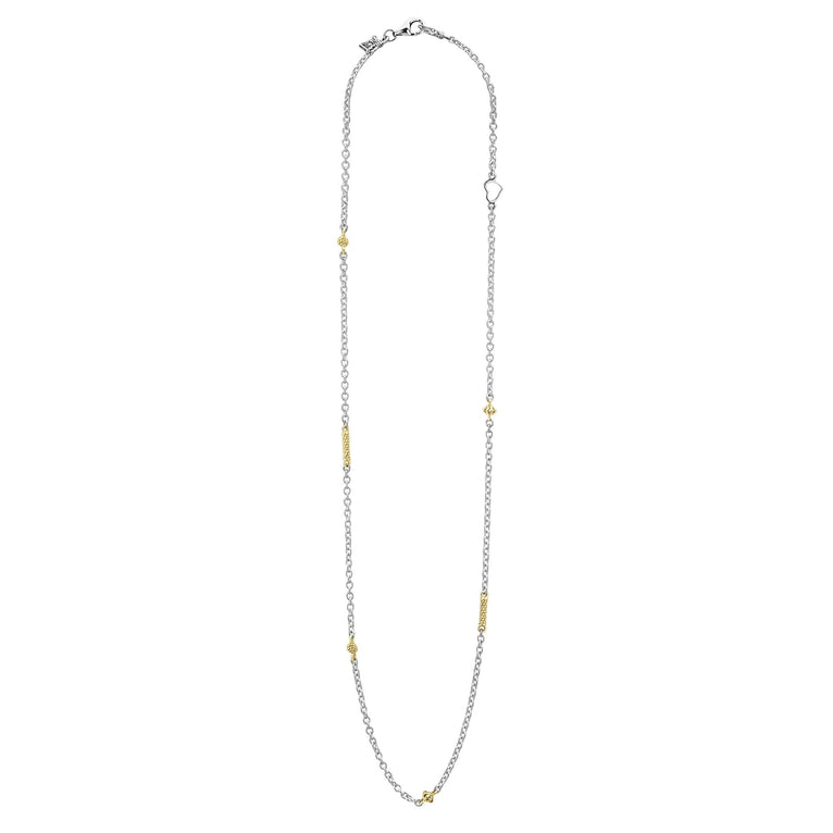 Sterling silver necklace with yellow accents.