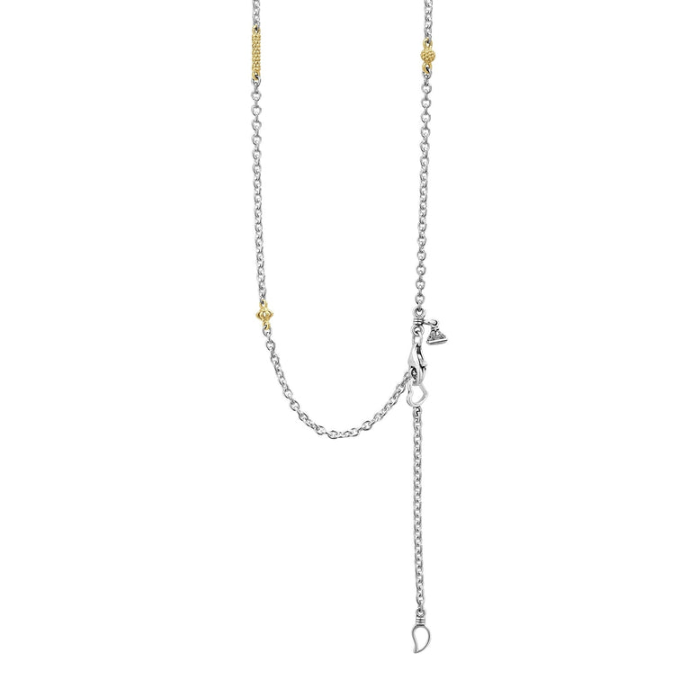 Sterling silver necklace with yellow accents.