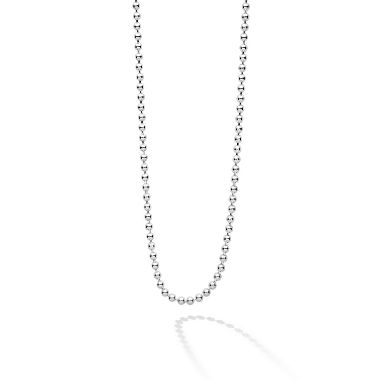 Sterling silver ball chain necklace.