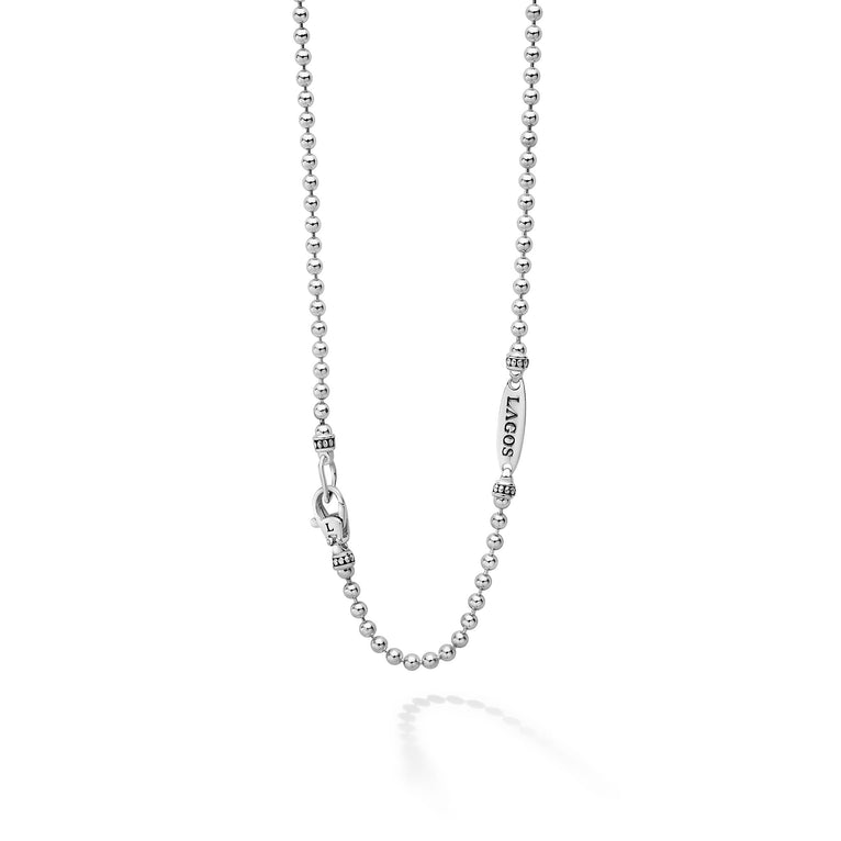 Sterling silver ball chain necklace, 22-inch.