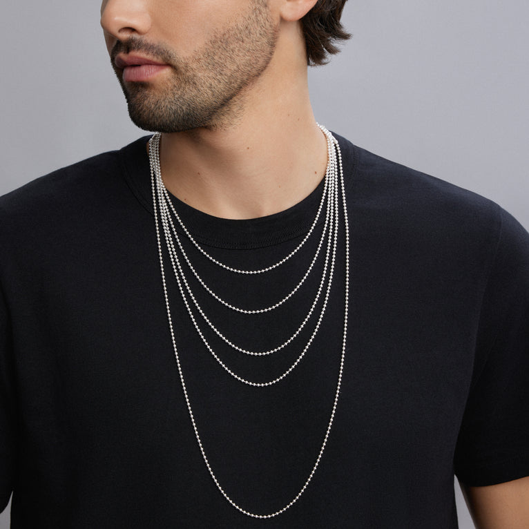 Sterling silver ball chain necklace.