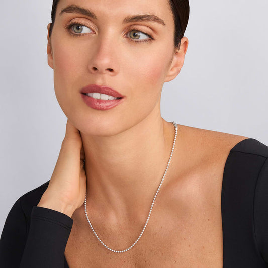Sterling silver ball chain necklace.