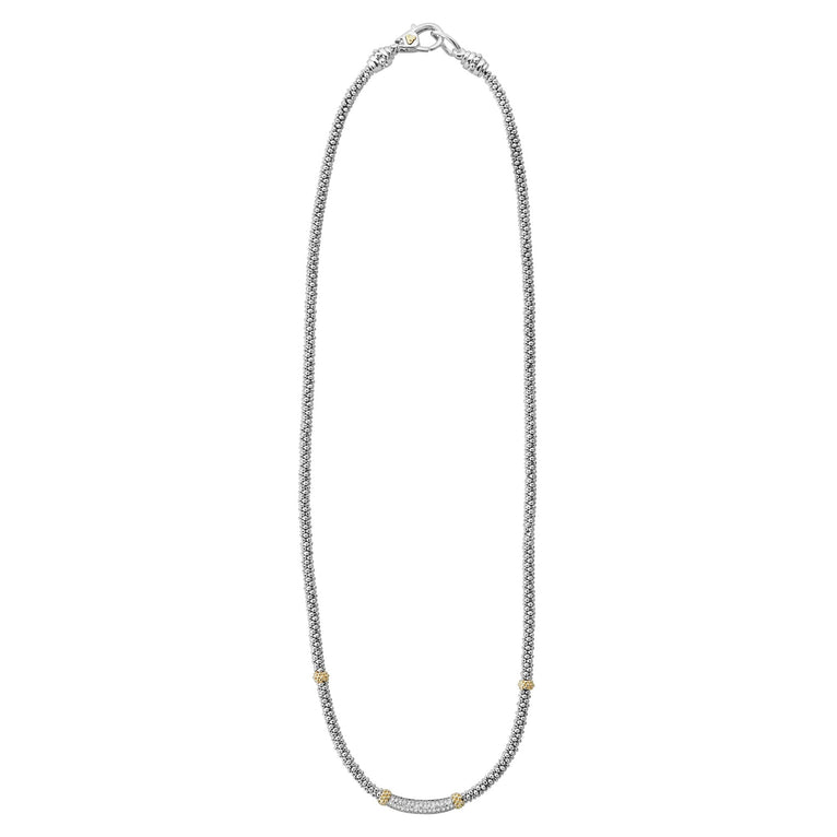 Sterling silver necklace with yellow diamonds.