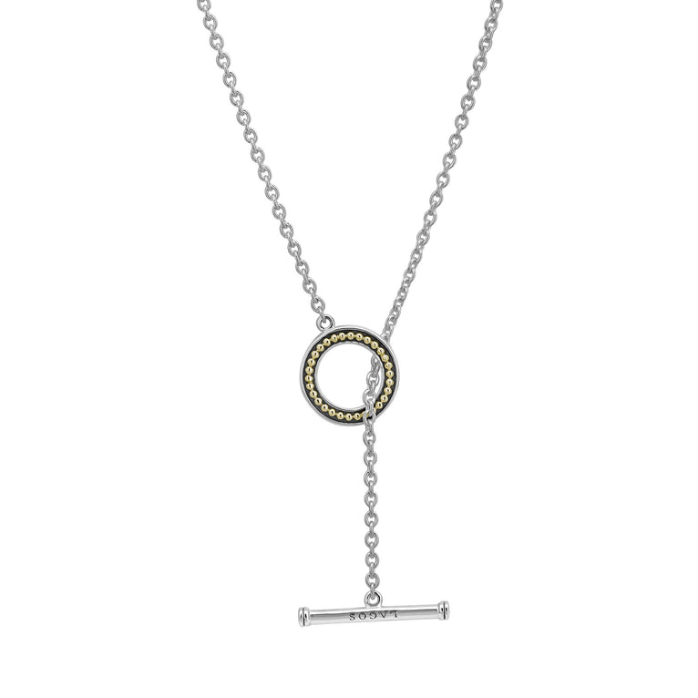 Sterling silver necklace with toggle clasp.