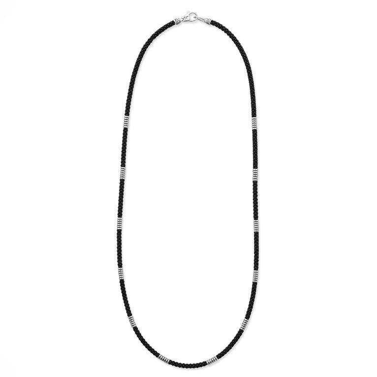 Sterling silver necklace with ceramic accents.