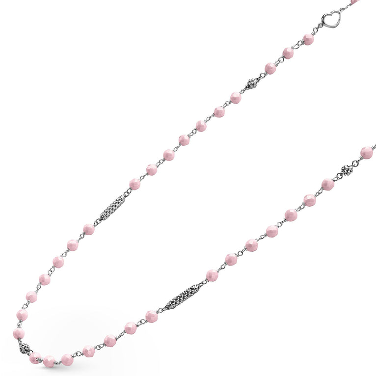 Sterling silver necklace with pink ceramic links.