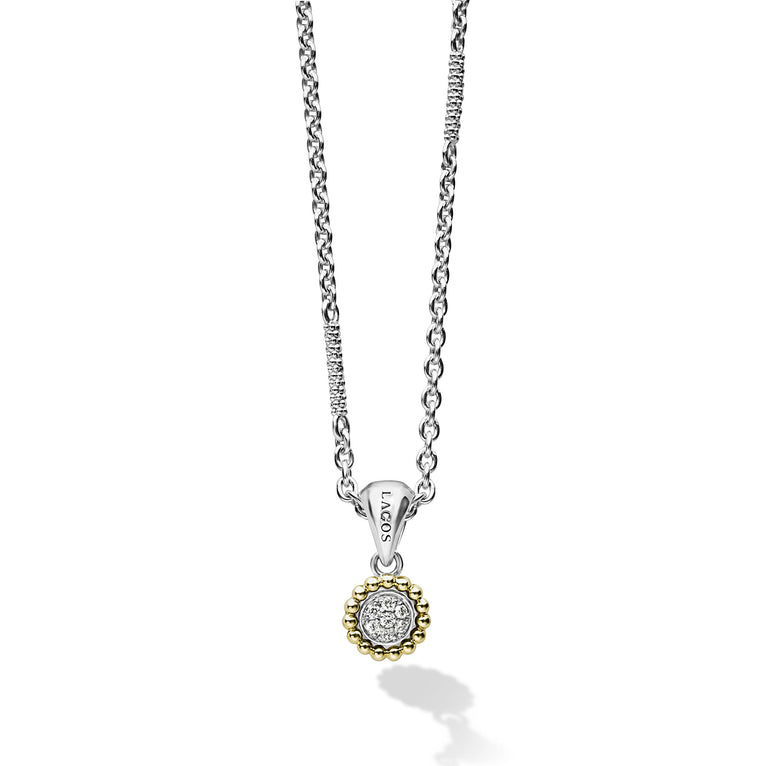 Sterling silver necklace with diamond pendant.