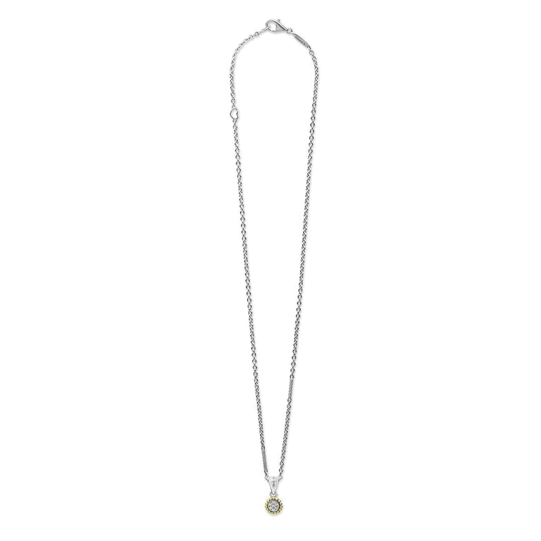 Sterling silver necklace with diamond pendant.