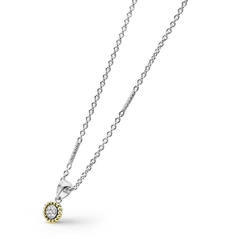 Sterling silver necklace with diamond pendant.