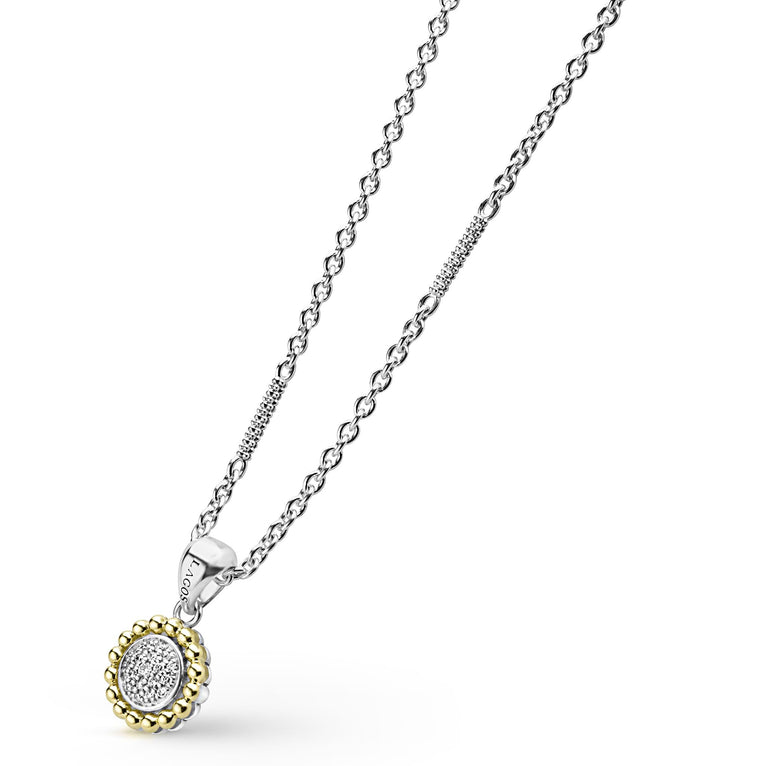 Sterling silver necklace with diamond pendant.