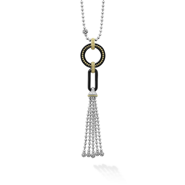 LAGOS Black Caviar Collection Tassel Necklace (No 