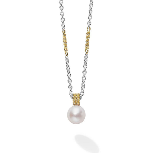 Sterling silver necklace with white pearl.