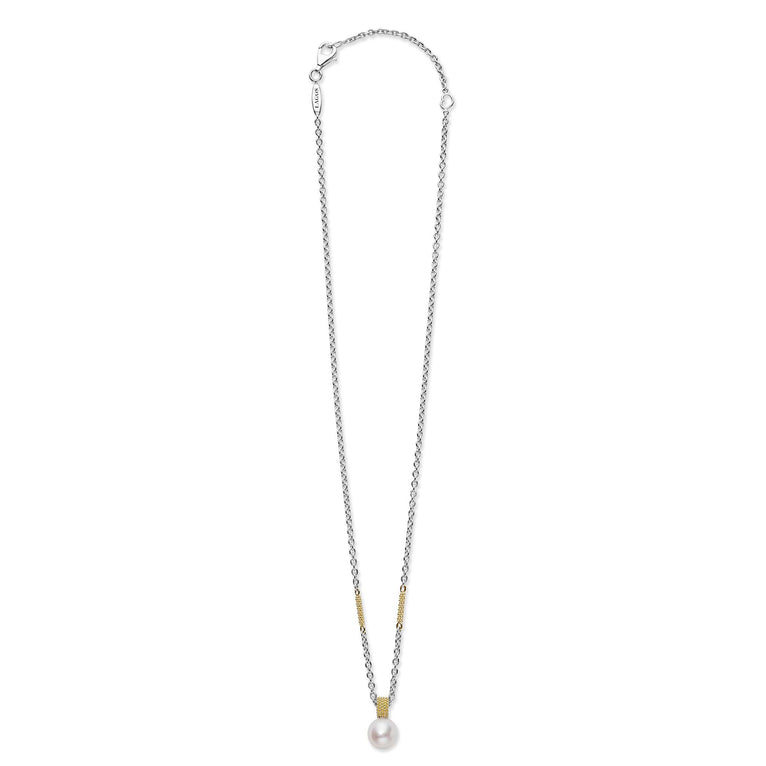 Sterling silver necklace with white pearl.