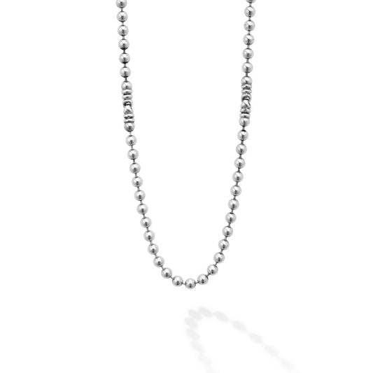 Sterling silver ball chain necklace, no stones.