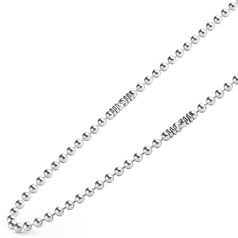 Sterling silver ball chain necklace, no stones.