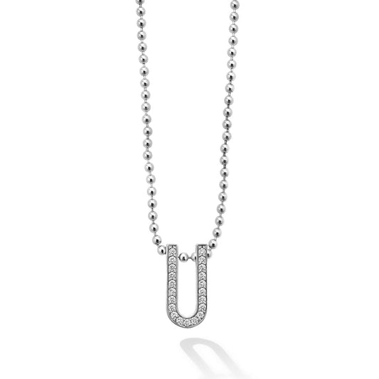 Sterling silver necklace with diamond pendant.