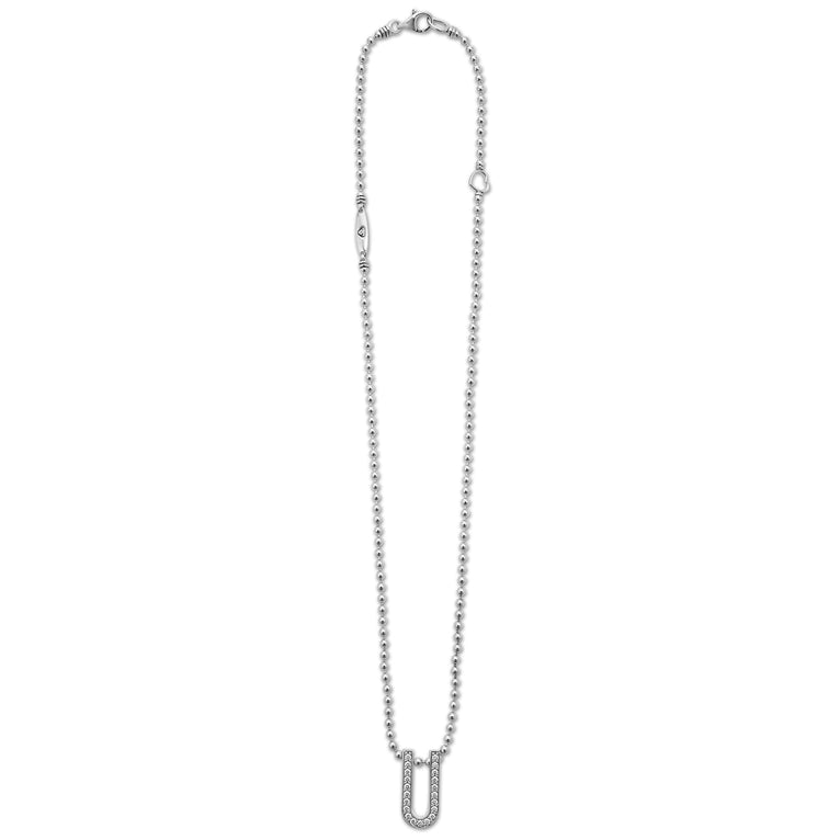 Sterling silver necklace with diamond pendant.