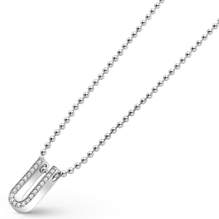 Sterling silver necklace with diamond pendant.