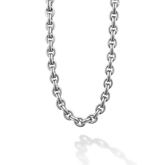 Sterling silver cable link necklace.